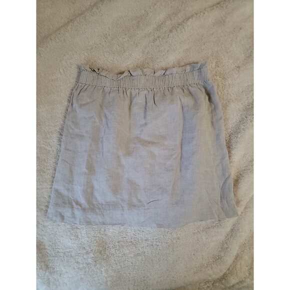 J Crew Skirt Womens 12 Beige Tan 100% Linen Elastic Waist City Mini 40304 - Picture 2 of 9